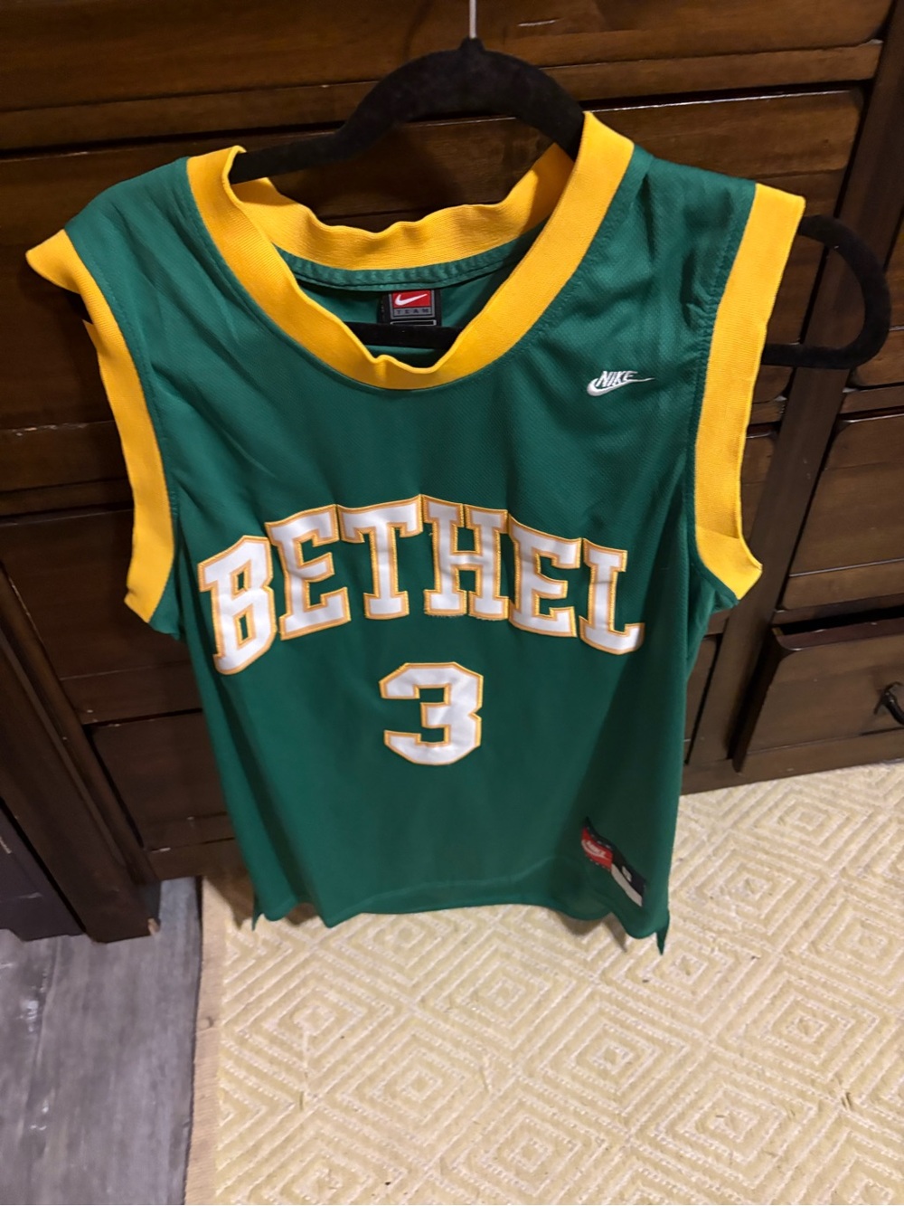 Nike Green & Yellow Bethel Basketball Jersey - No. 3